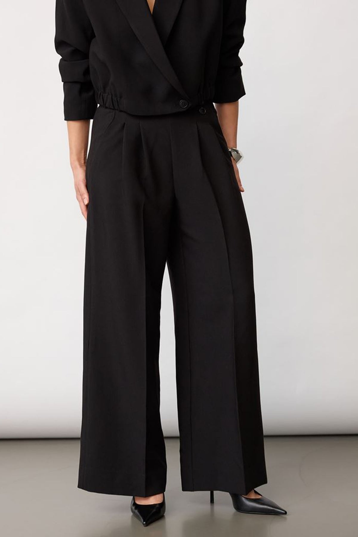 AcileCC Pleat Pant LL 96-Black - 41217