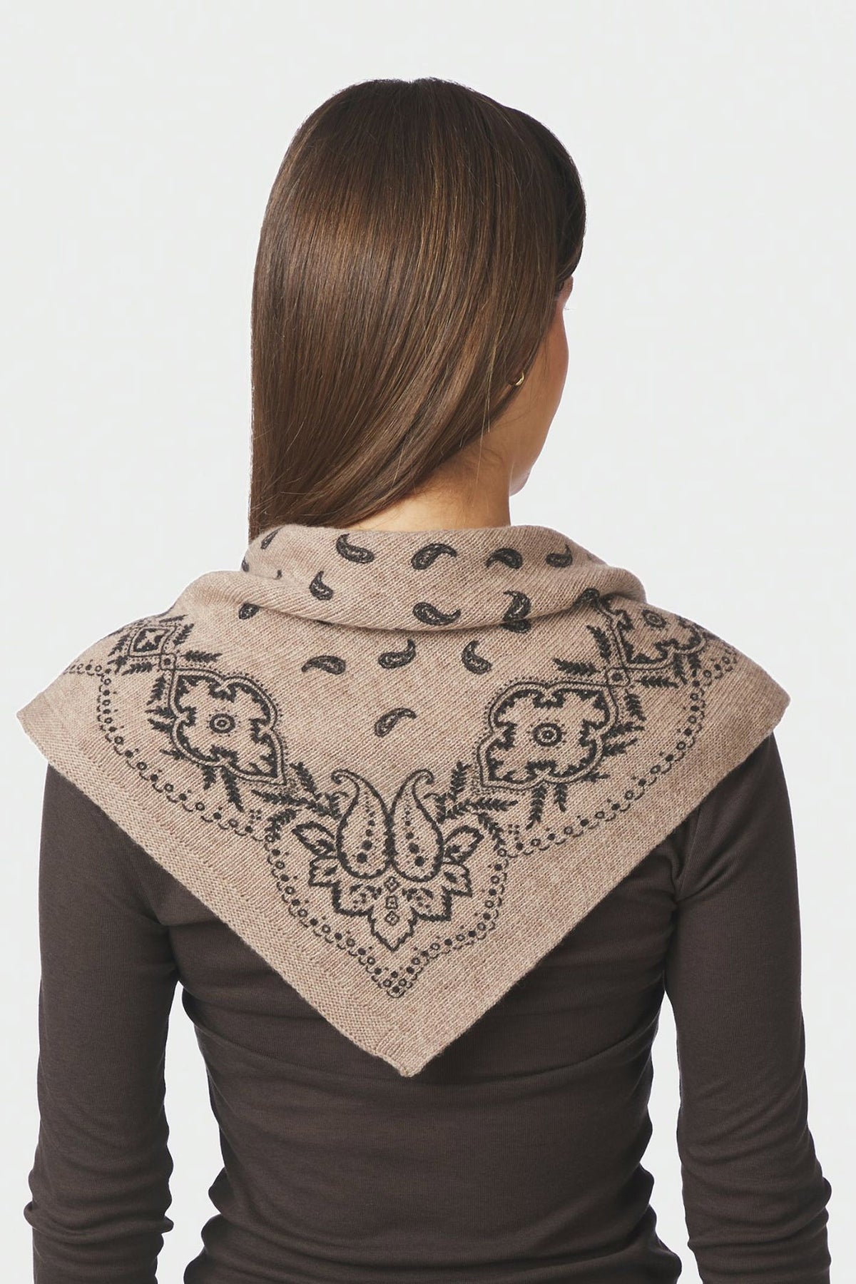 Adelina Paisley Stickad Halsduk BEIGE MELANGE - 169506
