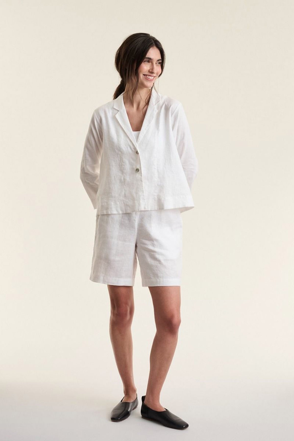 Luftig linnejacka i A-linjemodell White - 263-2136-5768