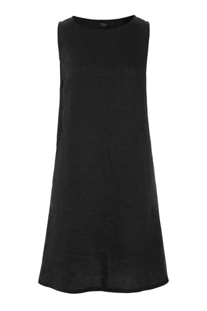 Airy linen kort klänning Black - 263-2136-5783