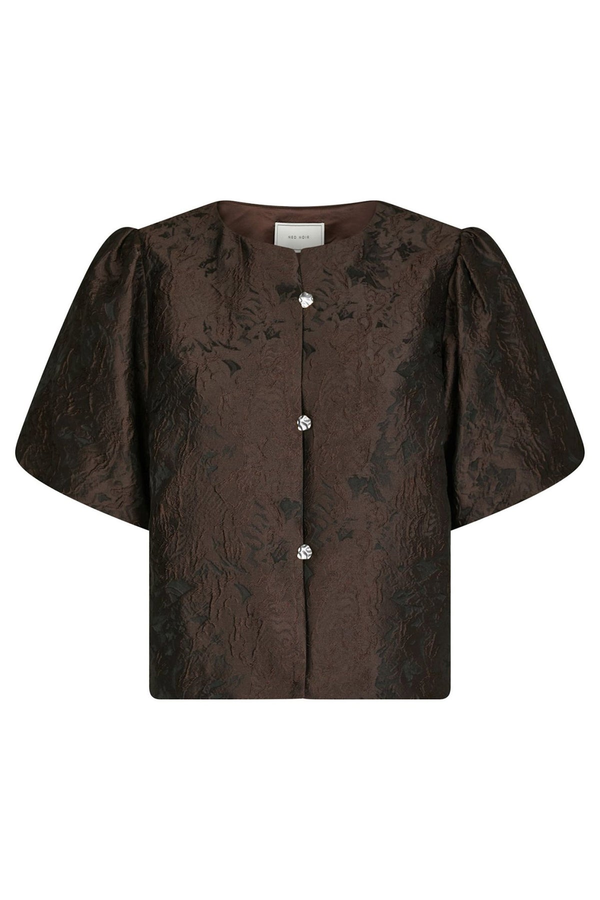 Aisa Brocade Blouse Mörkbrun - 166369