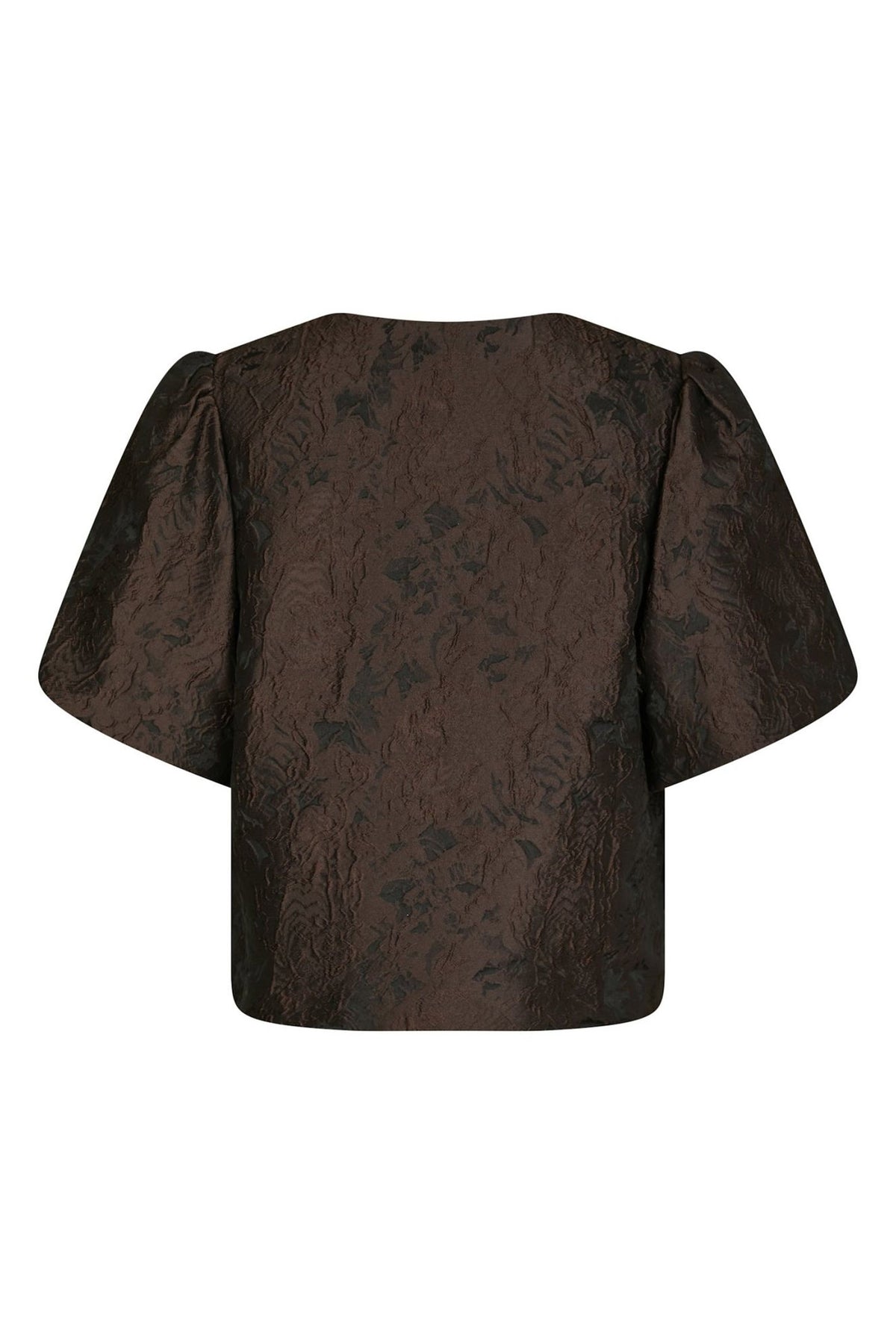 Aisa Brocade Blouse Mörkbrun - 166369