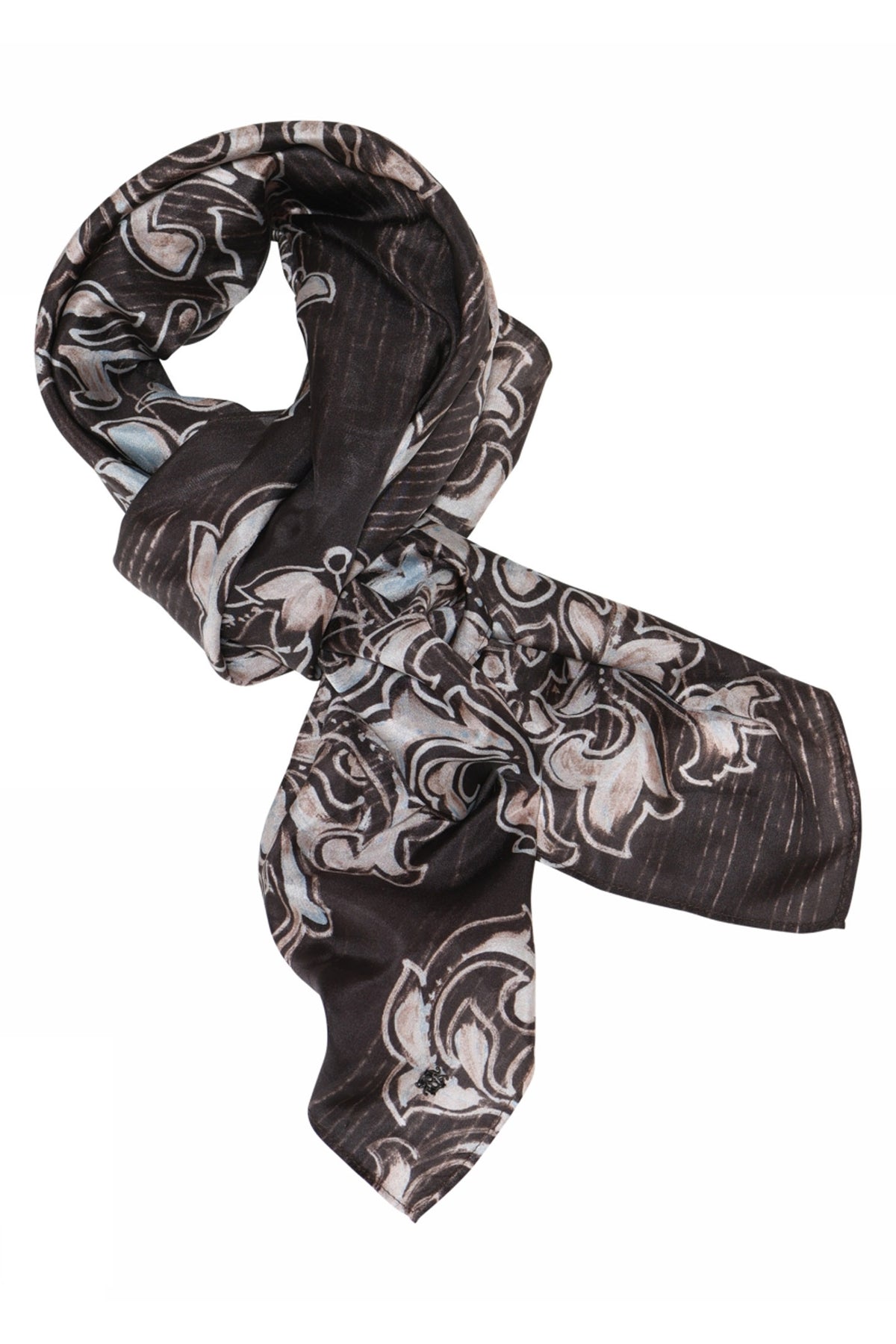 Allis, tryckt sidenscarf 82728-BeigeBrown - 59800/4039