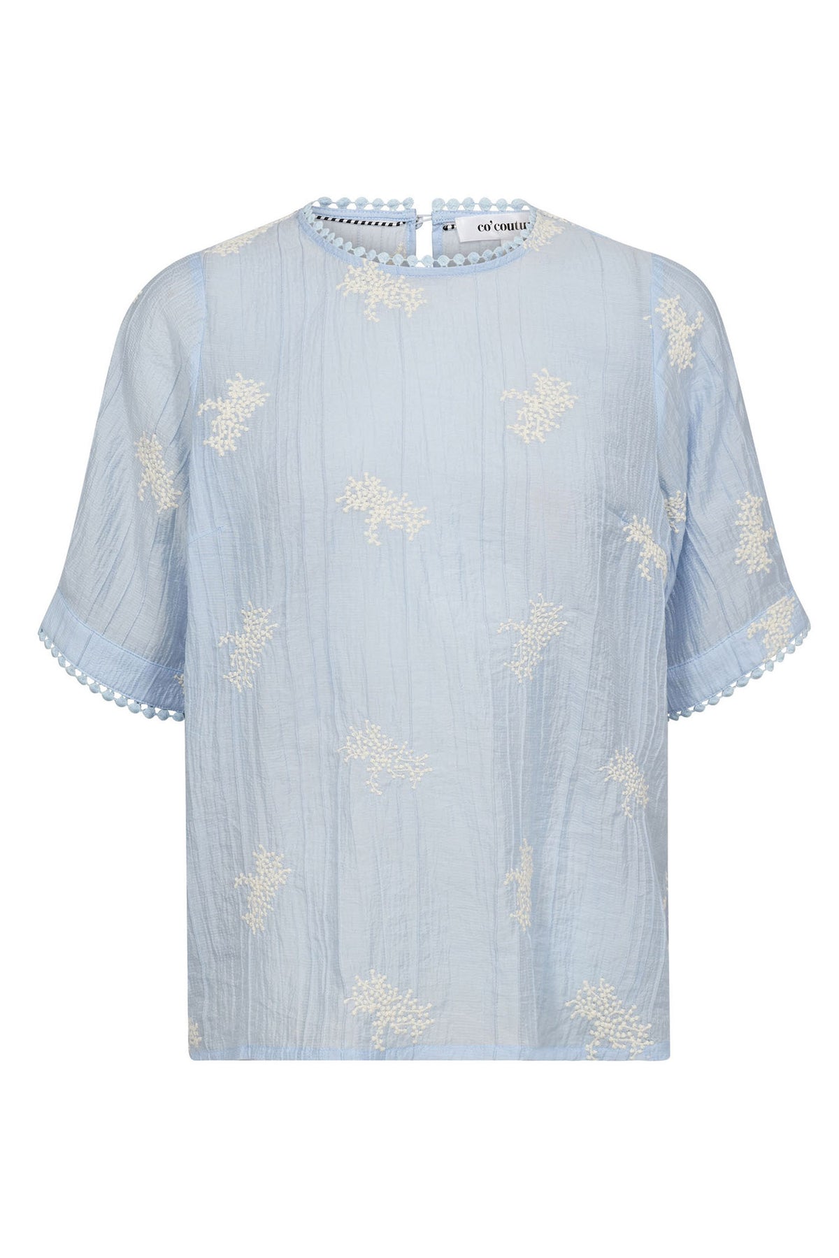 AmeliaCC Emb SS Blouse 23-Pale Blue - 45098