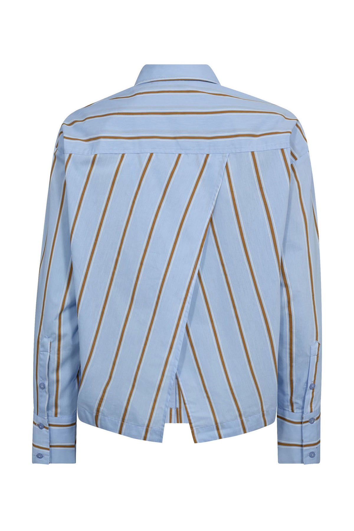 AmoraCC Stripe Tie Slip Shirt 23-Pale Blue - 35918