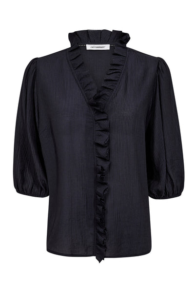 AnikaCC Frill SS Shirt 120-Navy - 35905 Thumbnail