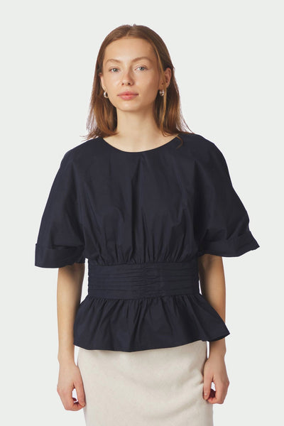Annegret Poplin Blouse Navy - 162365 Thumbnail