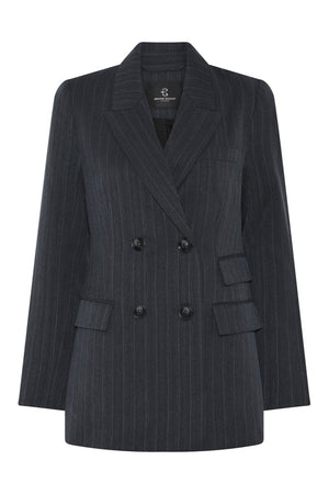 ApricotBBLinda blazer fiskbensmönstrad blå kritstrecksrandig - BBW4413