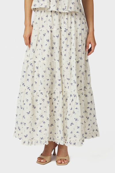 Asta Small Blossom Skirt White Blue - 165649 Thumbnail