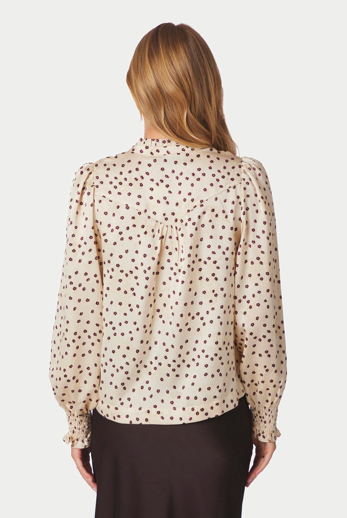Astrida Flower Jacquard Blus Creme - 170202