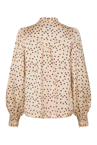 Astrida Flower Jacquard Blus Creme - 170202 Thumbnail
