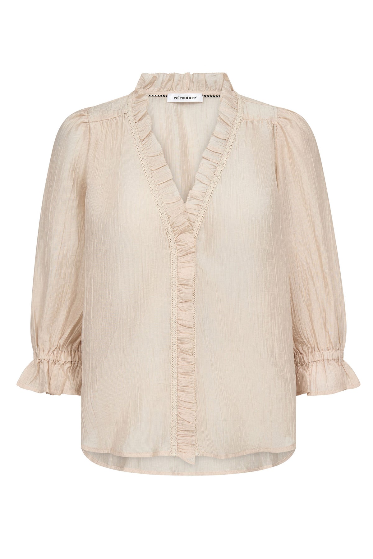 AviCC Lace SS V-Blouse 20014-Mink - 500169