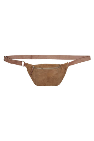 BTFOPHELIA Suede Bumbag Nude Brown m. silverdetaljer - 180058