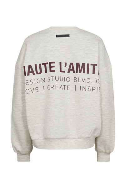 Back Print Studio Sweat Pearl Melange - HL10686 Thumbnail