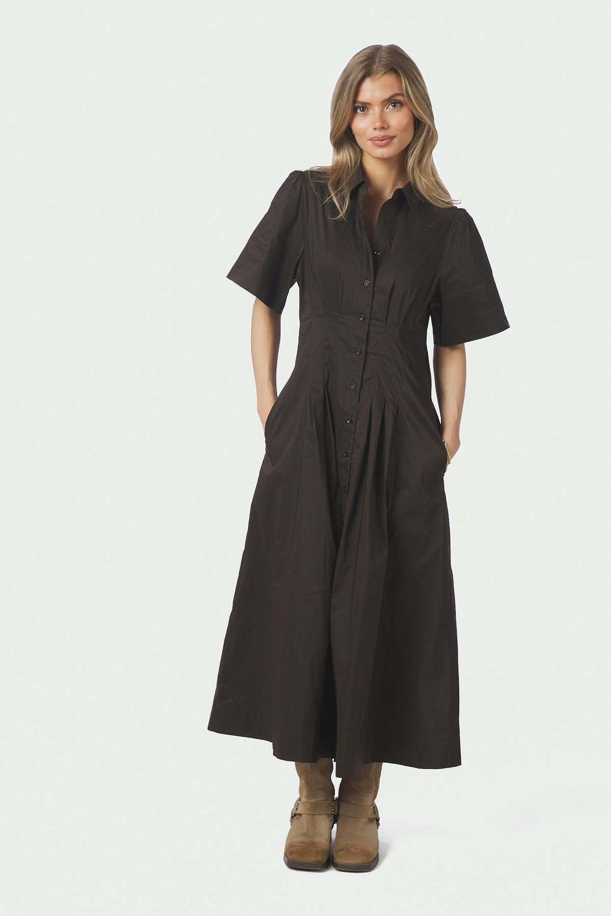 Baia Poplin Dress Chocolate Brown - 165343
