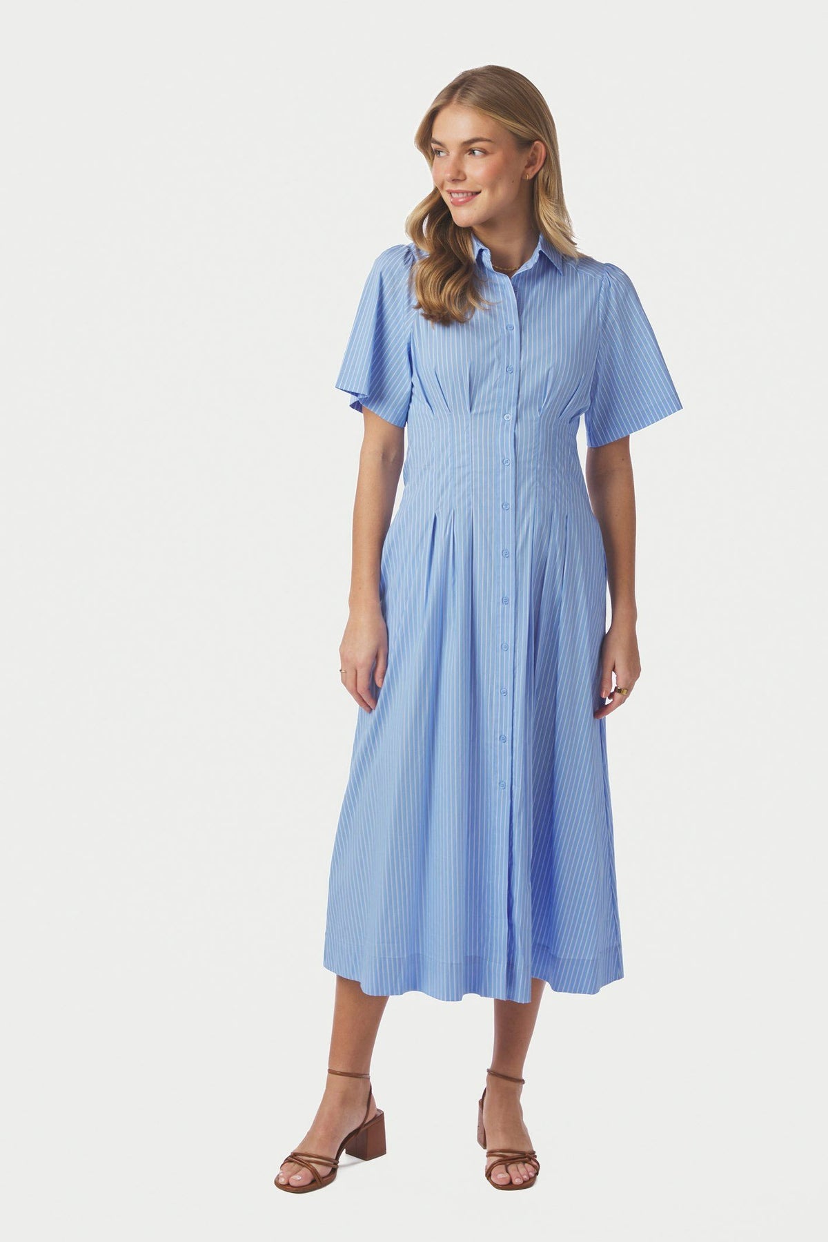 Baia Stripe Poplin Dress Ljusblå - 167585