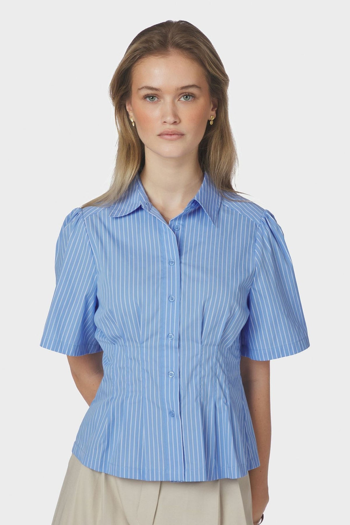 Balara Stripe Poplin Shirt Ljusblå - 169049