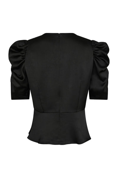 Benua Heavy Sateen Blouse Black - 167069 Thumbnail