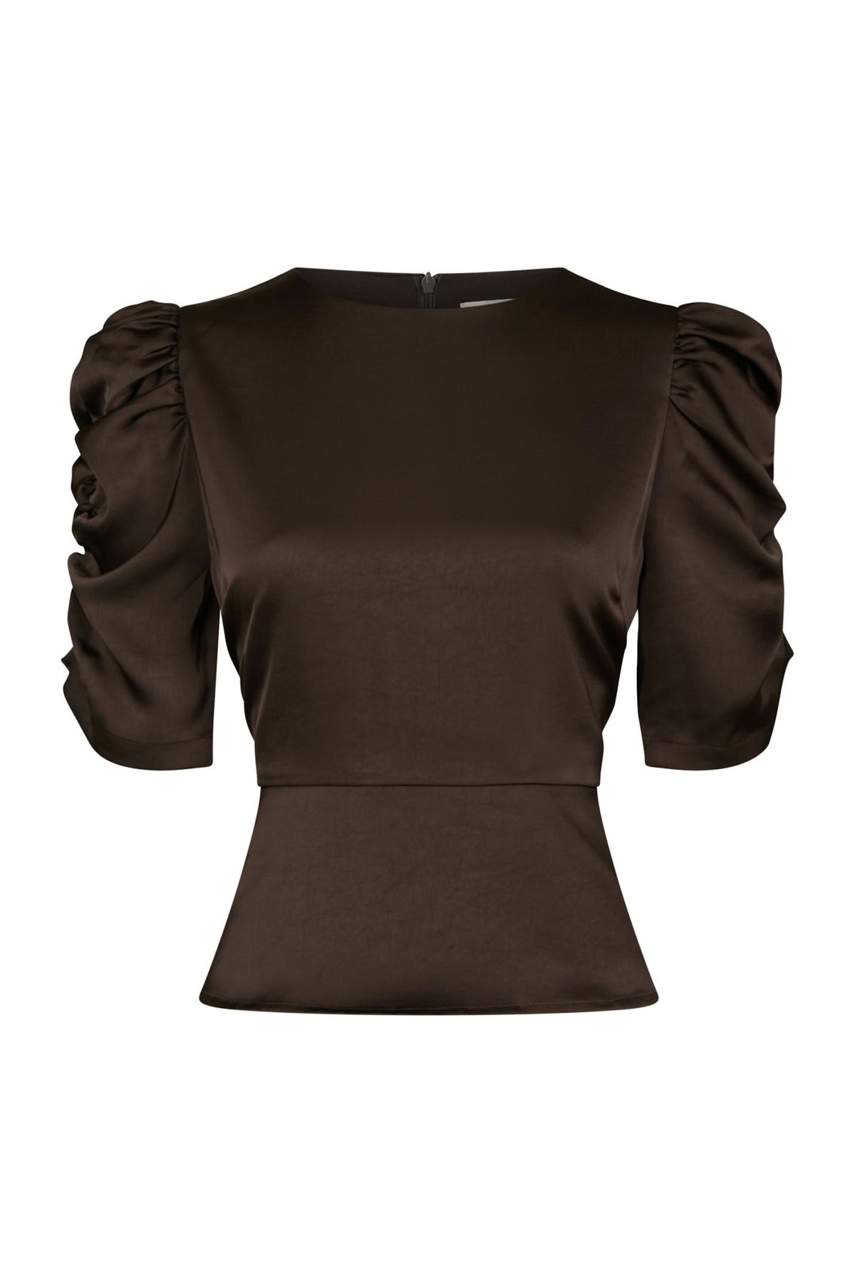 Benua Heavy Sateen Blouse Mörkbrun - 167069