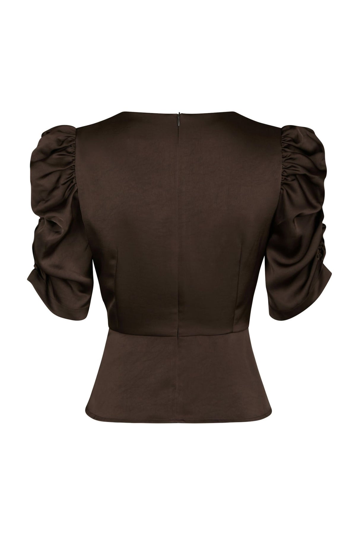Benua Heavy Sateen Blouse Mörkbrun - 167069