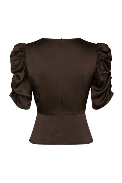 Benua Heavy Sateen Blouse Mörkbrun - 167069 Thumbnail
