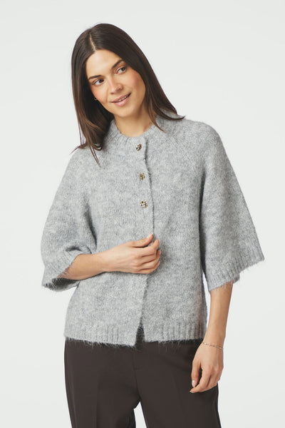 Benuta Fluffy Knit Cardigan Grey Melange - 165816 Thumbnail