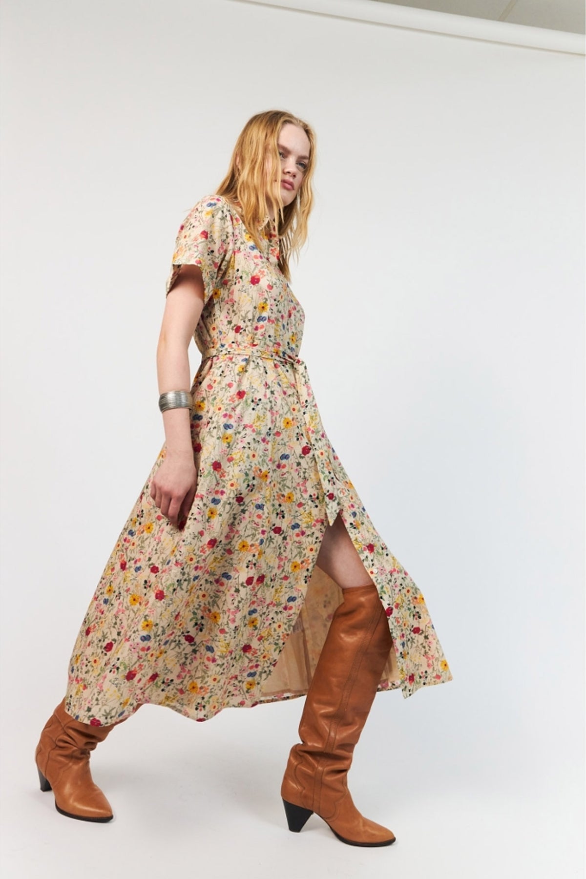 Blakell Midi Dress Ss Flower Print - 26241-3007
