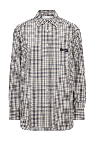 Button Down Mini Check Shirt Off-White/ Beige - HL10719