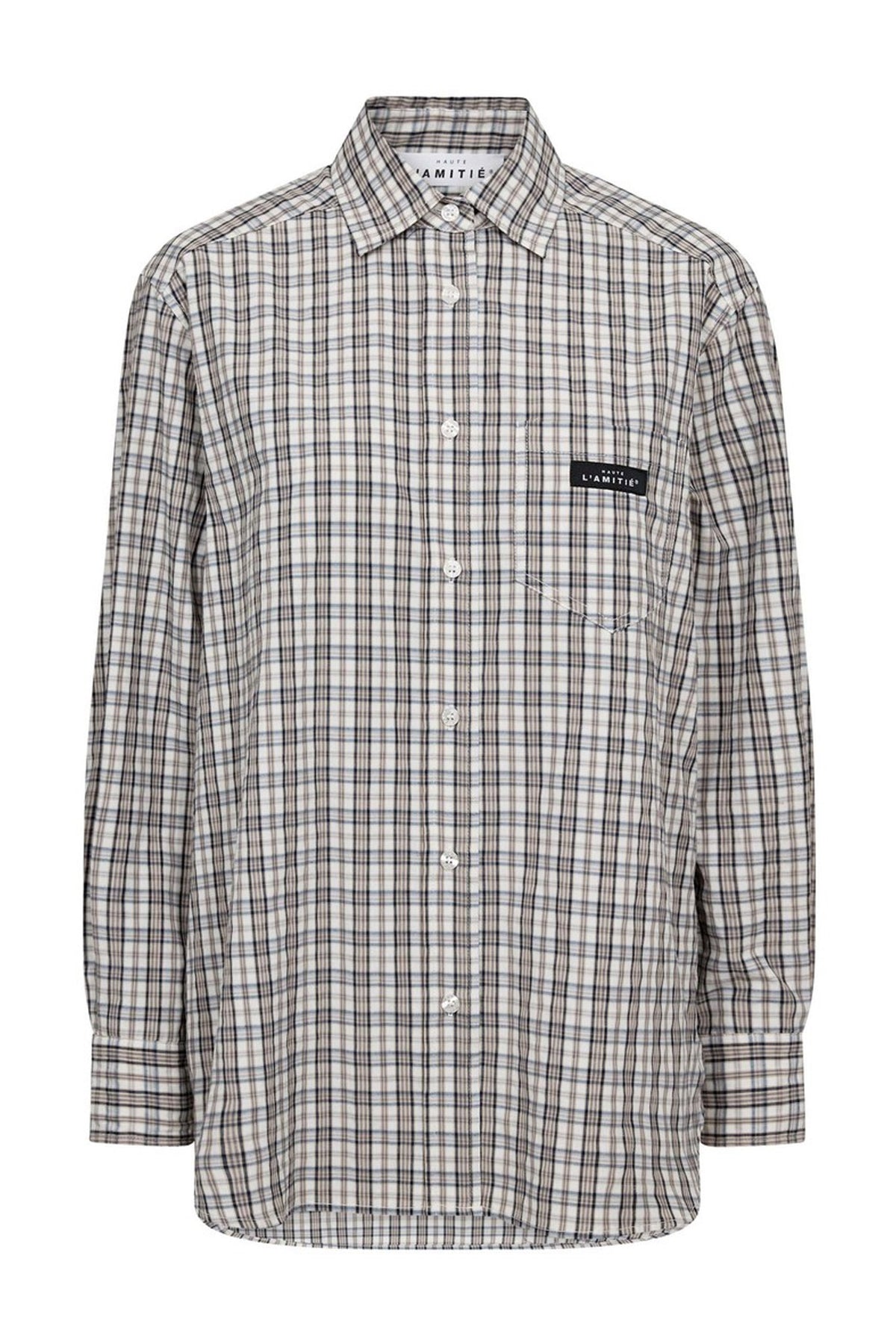 Button Down Mini Check Shirt Off-White/ Beige - HL10719