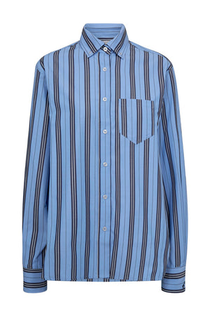Button Down-skjorta med ränder blå/ marinblå rand - HL10257