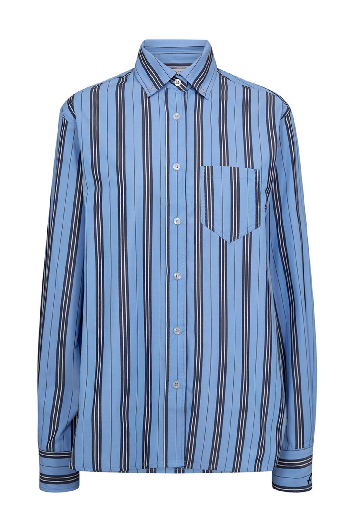 Button Down-skjorta med ränder blå/ marinblå rand - HL10257