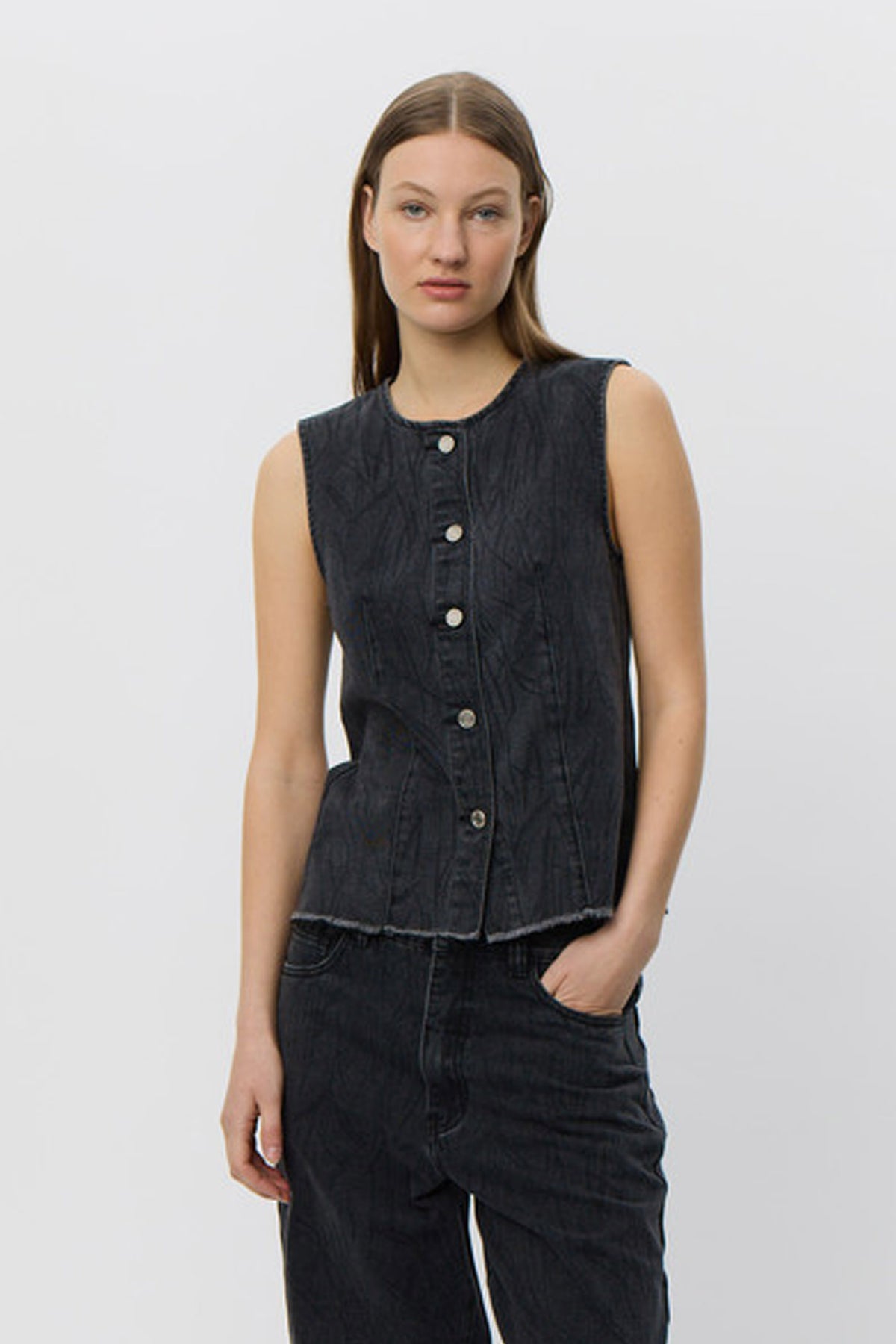 CARLASW VEST 1015 Washed black - S253326