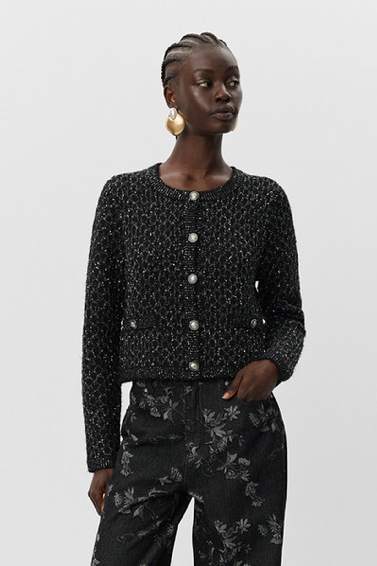 CARNETSW CARDIGAN 1003 Svart glitter - S254505