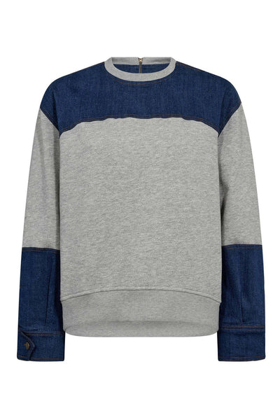 CandizCC Denim Mix Sweat 57-Grey Melan - 37044 Thumbnail