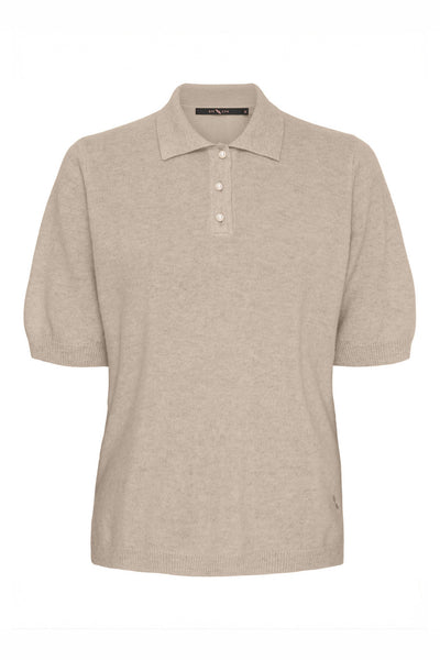 Cashmere-tröja med krage Cream Melange - 500113 Thumbnail