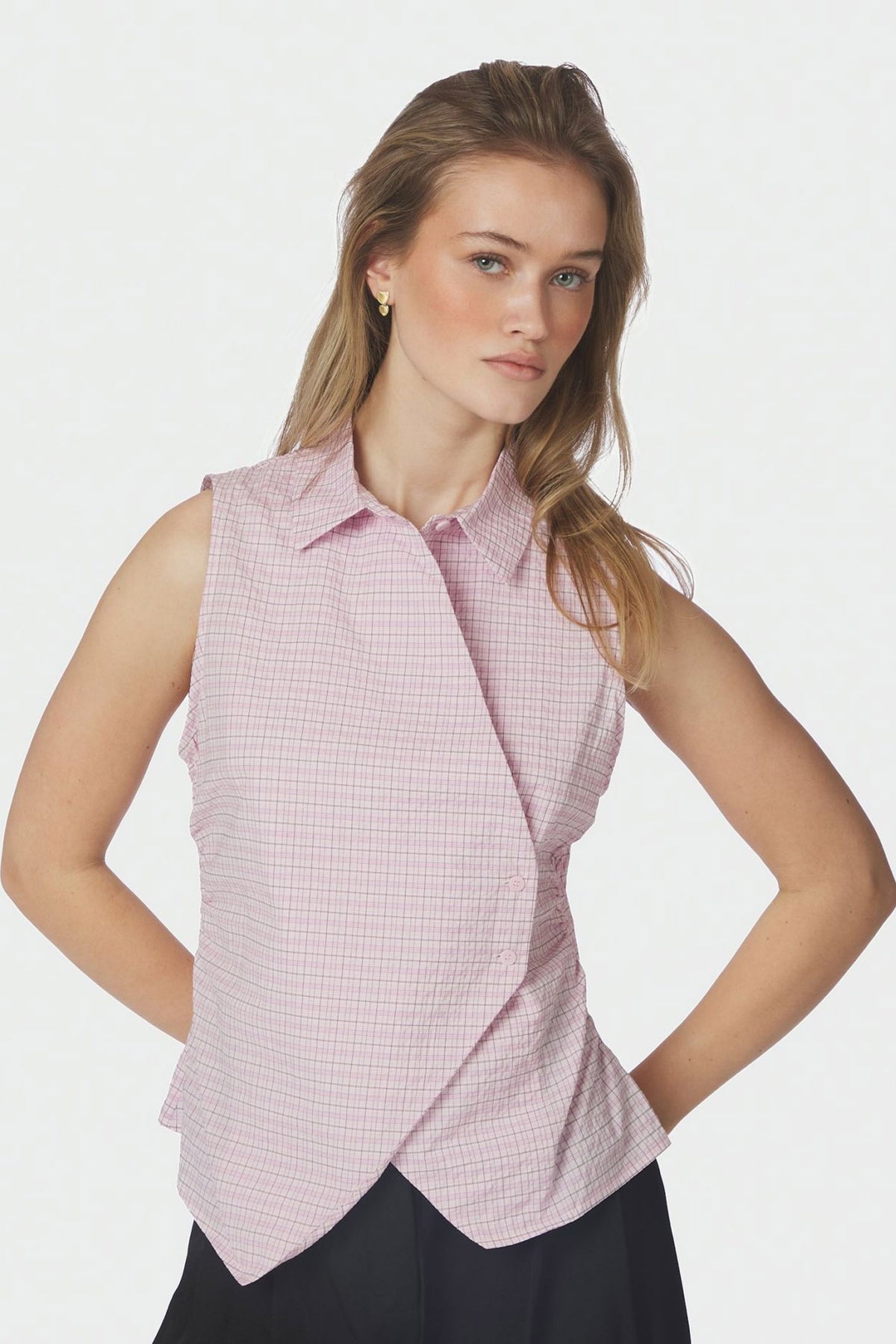 Celest Check Top LIGHT PINK - 169021