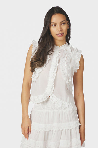Celia Ruffle Top Vit - 168323 Thumbnail