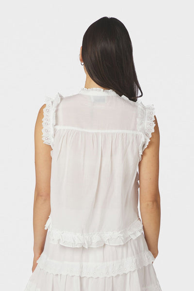 Celia Ruffle Top Vit - 168323 Thumbnail