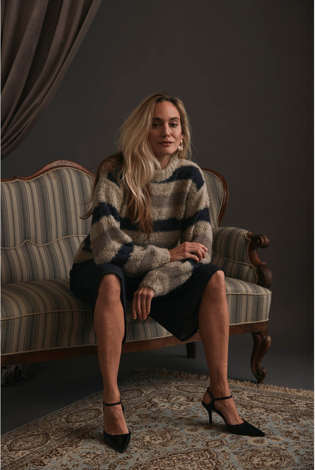 798HMKalira stickad tröja 609 Melange stripe - HM1488