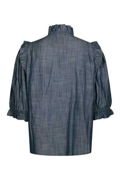 Chacha Chambray Stripe Blouse MÖRKBLÅ - 169737 Thumbnail