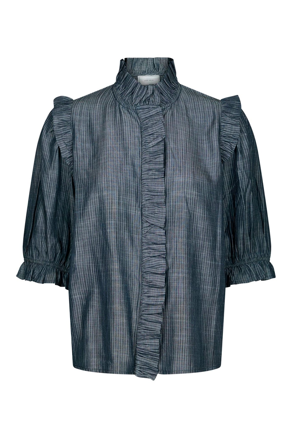Chacha Chambray Stripe Blouse MÖRKBLÅ - 169737