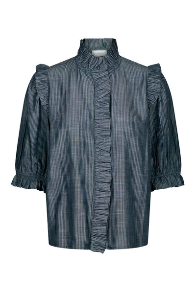 Chacha Chambray Stripe Blouse MÖRKBLÅ - 169737 Thumbnail
