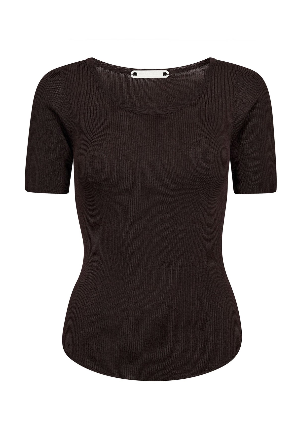 ClaireCC Rib Tee 145-Mörkbrun - 42016
