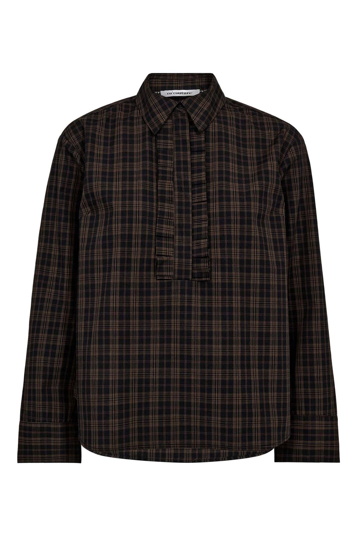 CoraCC Check Frill Skjorta 96-Black - 35158