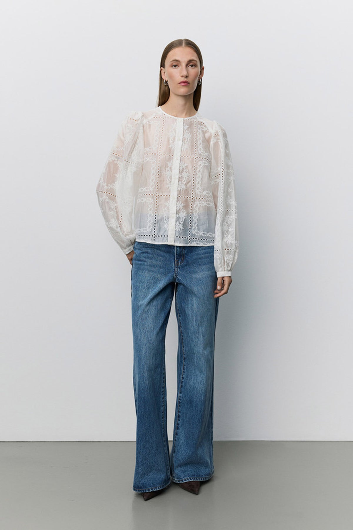 Corasw Detaljerad brodyrtröja OFF WHITE - S263263