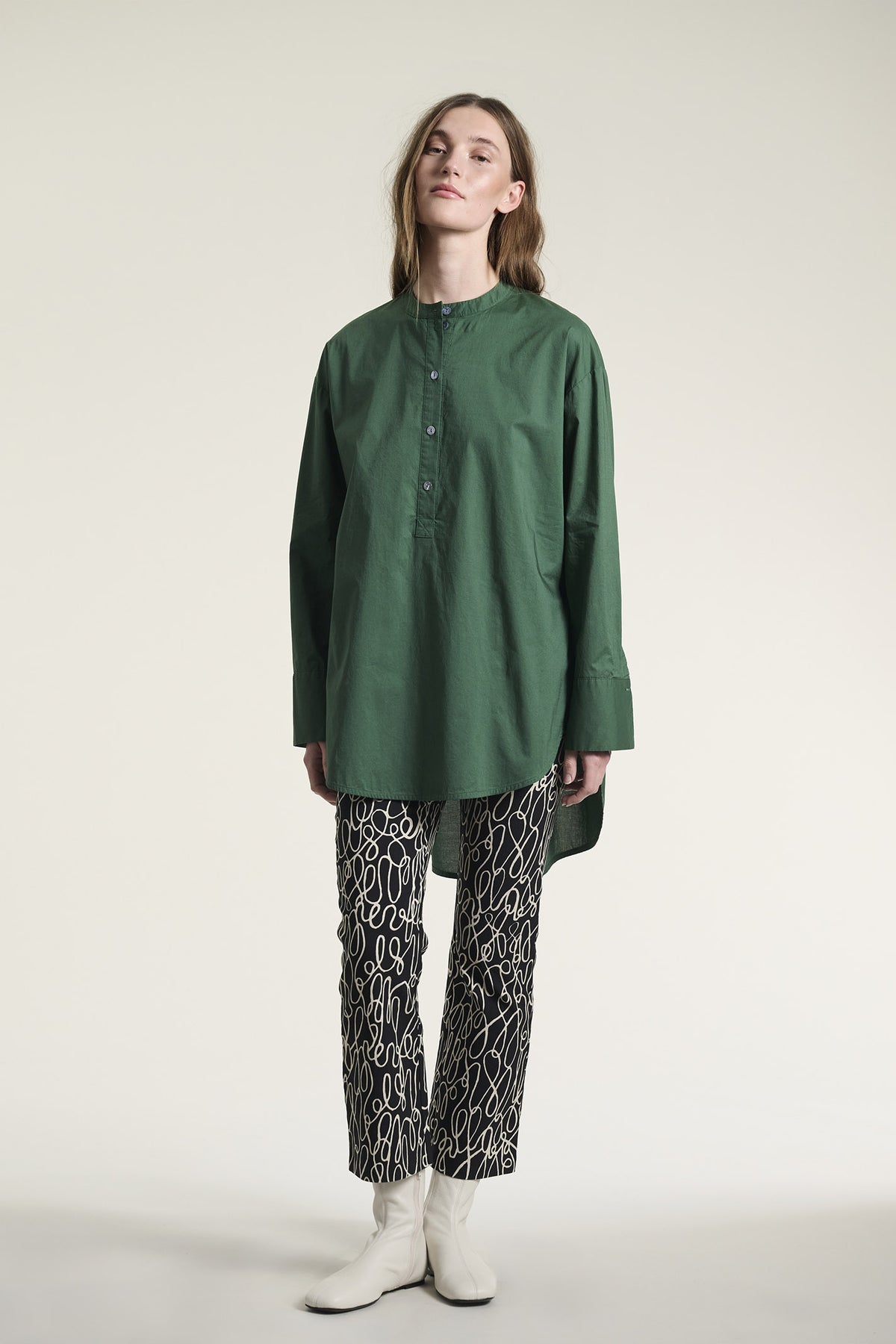 Core cotton tunika skjorta DEEP GRASS GREEN - 261-2226-5620