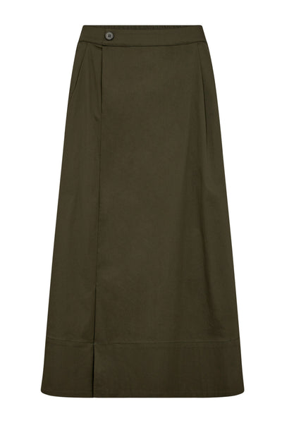 CottonCC Crisp Midikjol 7555-Army - 34151 Thumbnail