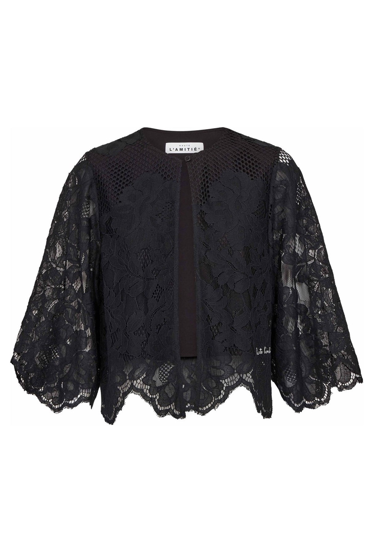 Curvy Lace Hem Bolero Svart - HL10221