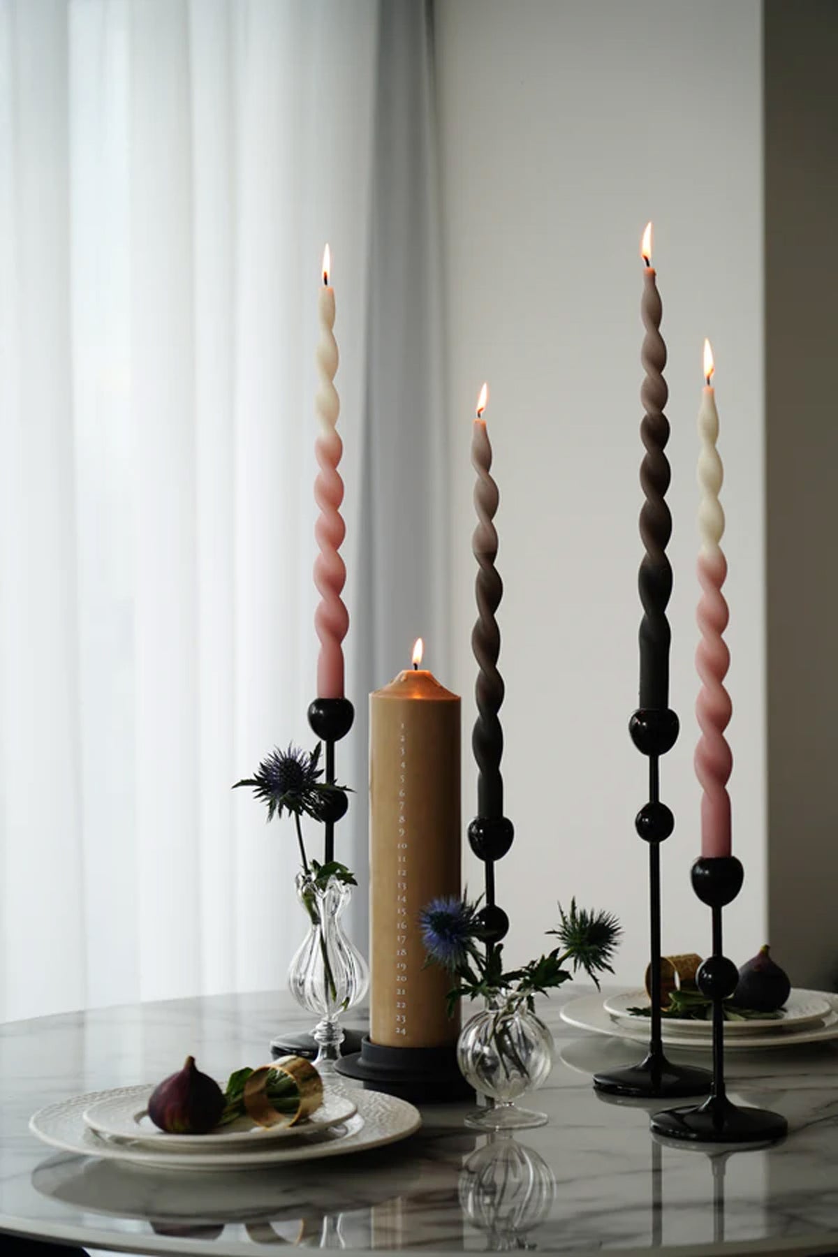 Paia Copenhagen Twist Candle - Ask med 2 - Dip-dye Rose