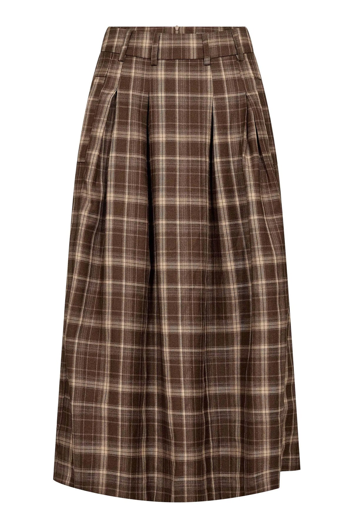 DagnyCC Anya Check Pleat Skirt 20002-Brun - 500071